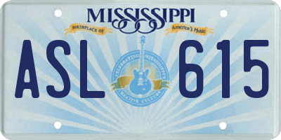 MS license plate ASL615