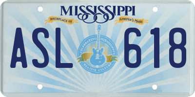 MS license plate ASL618
