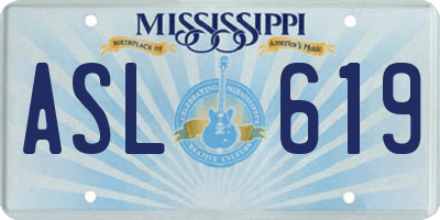 MS license plate ASL619