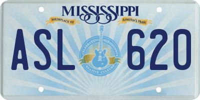 MS license plate ASL620
