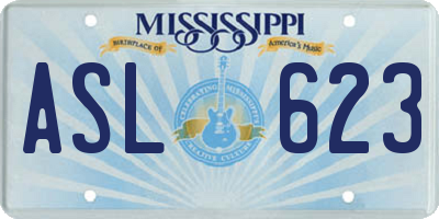 MS license plate ASL623