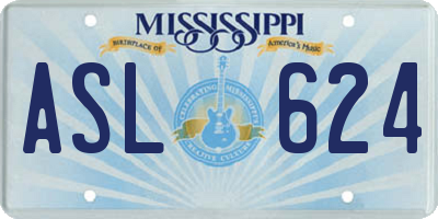 MS license plate ASL624