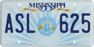 MS license plate ASL625