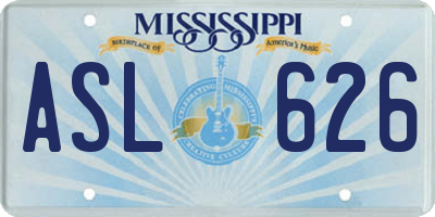 MS license plate ASL626