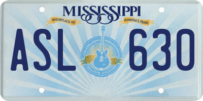 MS license plate ASL630
