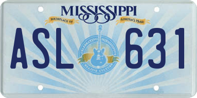 MS license plate ASL631