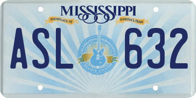 MS license plate ASL632