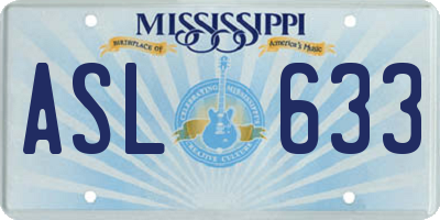MS license plate ASL633
