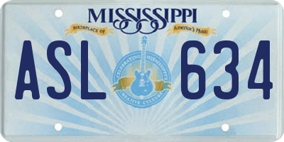 MS license plate ASL634