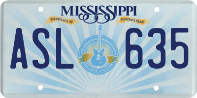 MS license plate ASL635