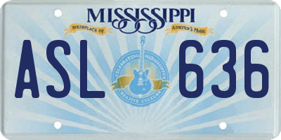 MS license plate ASL636