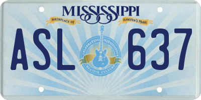 MS license plate ASL637