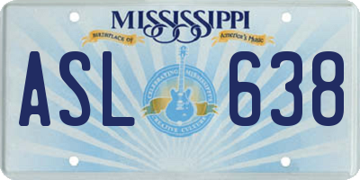 MS license plate ASL638