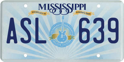 MS license plate ASL639
