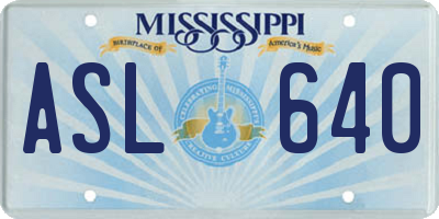 MS license plate ASL640