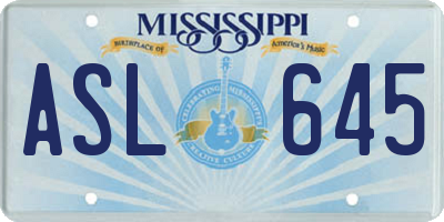 MS license plate ASL645