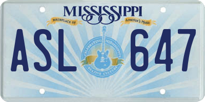 MS license plate ASL647