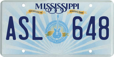 MS license plate ASL648
