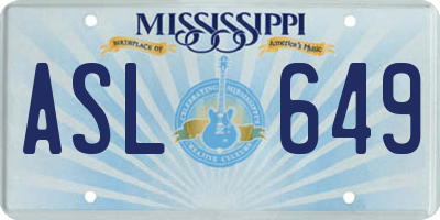 MS license plate ASL649