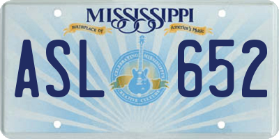 MS license plate ASL652