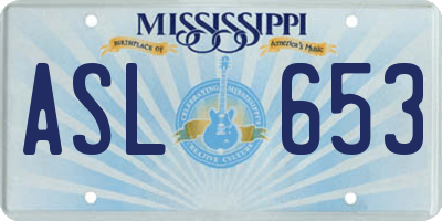 MS license plate ASL653