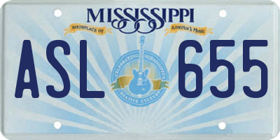 MS license plate ASL655