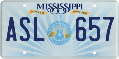 MS license plate ASL657