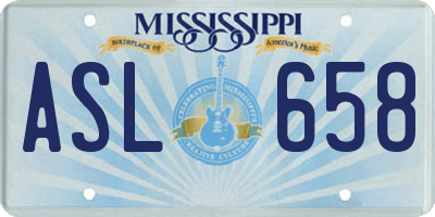 MS license plate ASL658