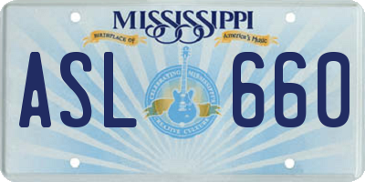 MS license plate ASL660