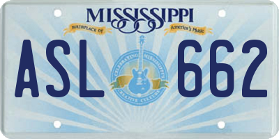 MS license plate ASL662