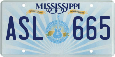 MS license plate ASL665
