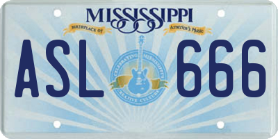 MS license plate ASL666