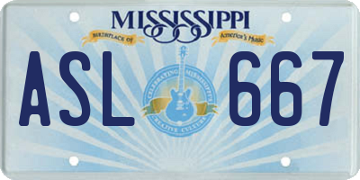 MS license plate ASL667