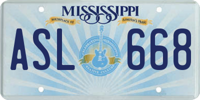 MS license plate ASL668