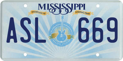 MS license plate ASL669