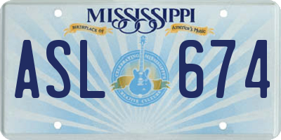 MS license plate ASL674