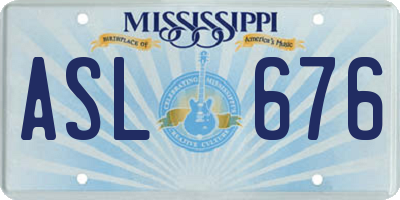 MS license plate ASL676