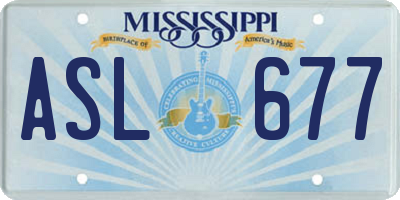 MS license plate ASL677