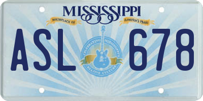 MS license plate ASL678