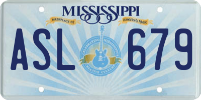 MS license plate ASL679