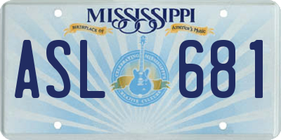 MS license plate ASL681