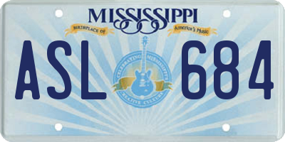 MS license plate ASL684
