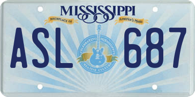MS license plate ASL687