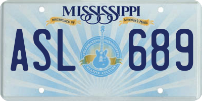 MS license plate ASL689