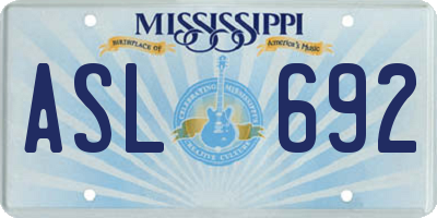 MS license plate ASL692