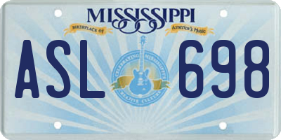 MS license plate ASL698
