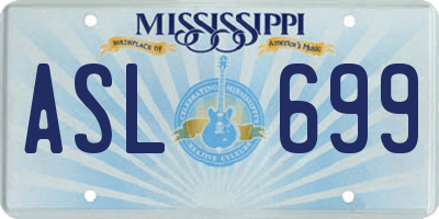 MS license plate ASL699