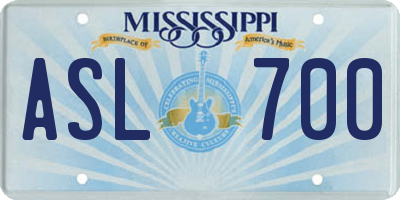 MS license plate ASL700