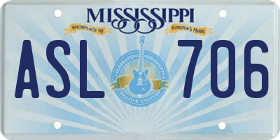 MS license plate ASL706