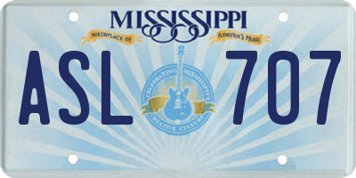 MS license plate ASL707